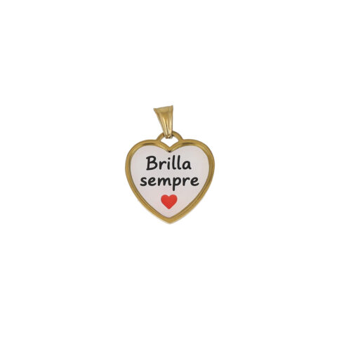 Ciondolo Brilla Sempre Cuore in Acciaio Dorato