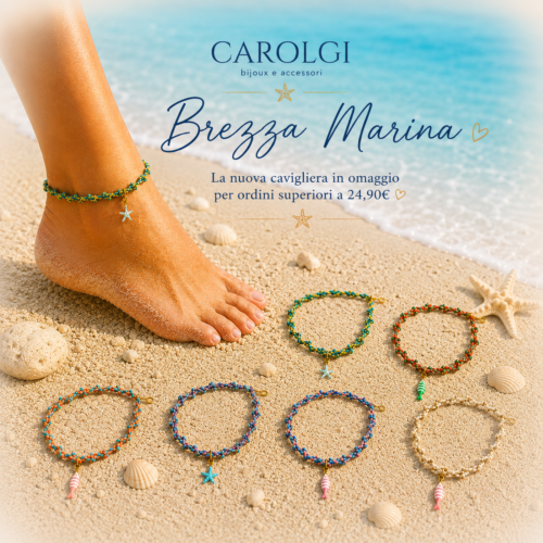 Brezza Marina – Cavigliera Intrecciata con Charm Marino