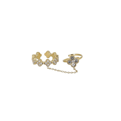 Anello Doppio Clover Chain - Acciaio