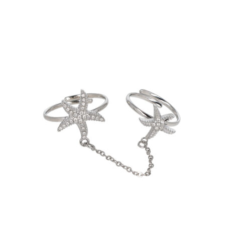 Anello Doppio Sea Star Chain - Acciaio