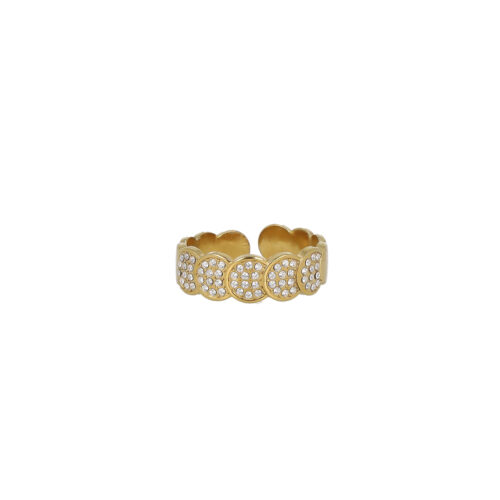 Anello Luna Pavé - Acciaio Con Strass