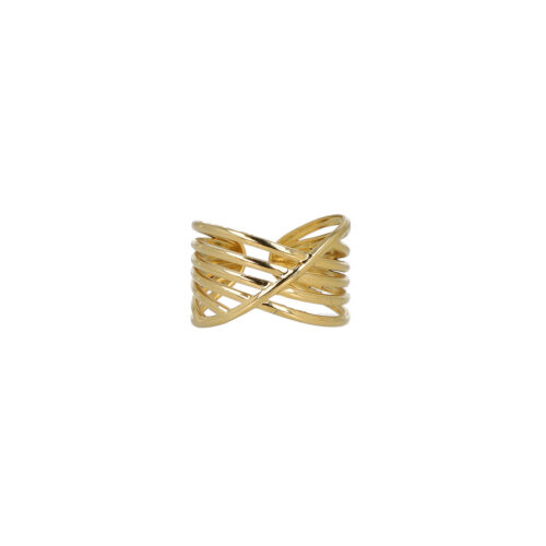 Anello Golden Weave in Acciaio Oro