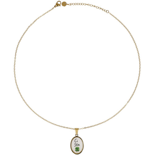 Collana "Ci Sta" con Charm Quadrifoglio – Acciaio Dorato