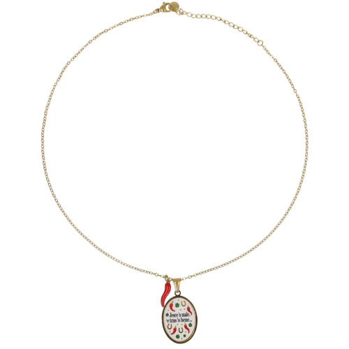 Collana "Jesce 'o Male e Tras 'o Bene" con Cornicello – Acciaio