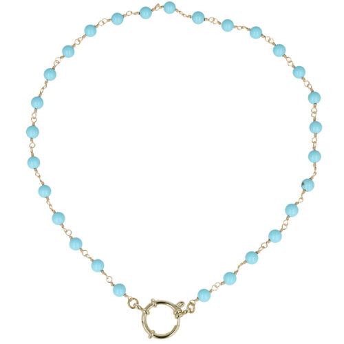 Collana Capri Sky - Acciaio Con Perline Turchesi
