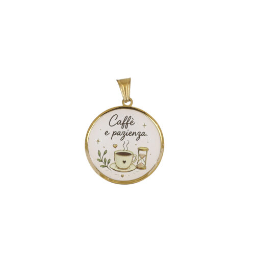 Ciondolo “Caffè e Pazienza” in Acciaio