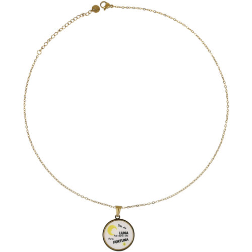Collana Dillo alla Luna Portafortuna in Acciaio Gold