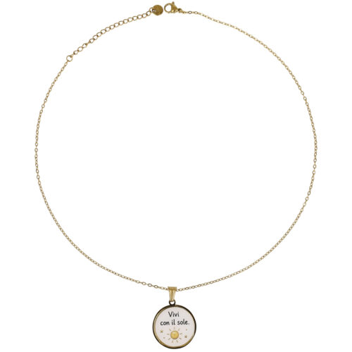 Collana Vivi con il Sole in Acciaio Gold