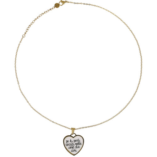 Collana Nelle Cose che Ami Cuore in Acciaio Gold