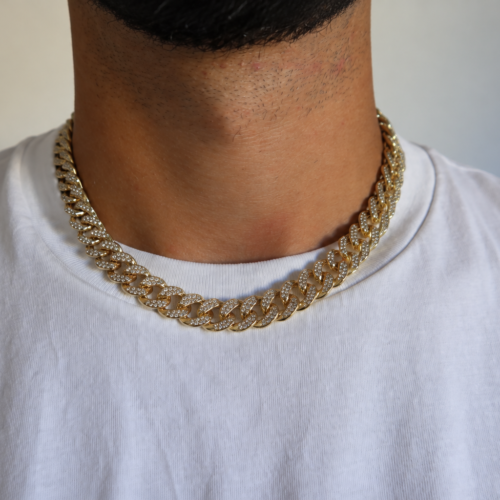 Collana Uomo Ice Cuban 13 mm in Ottone - CAROLGI MAN