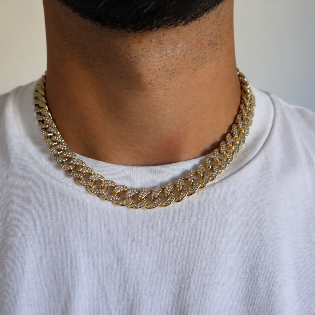 Collana Uomo Ice Cuban 13 mm in Ottone