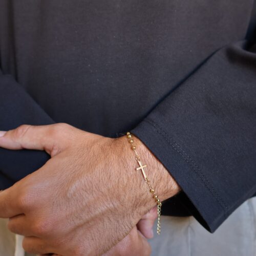 Bracciale Rosario Uomo in Acciaio con Croce -  CAROLGI MAN