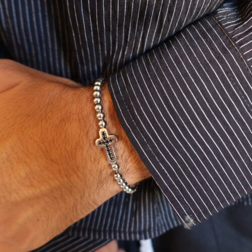 Bracciale Uomo Cross Beads 4 con Croce -  CAROLGI MAN