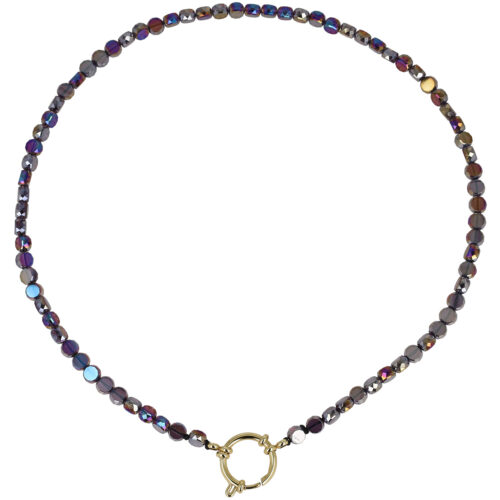Collana Velvet Aura con Cristalli Sfaccettati e Chiusura Dorata