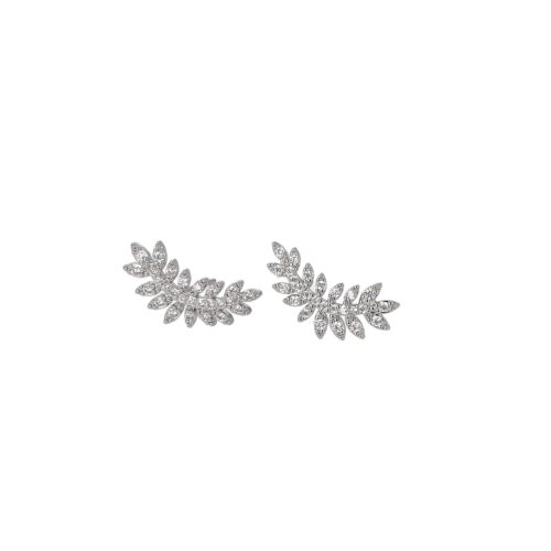 Orecchini Laurel con Foglie e Strass in Ottone