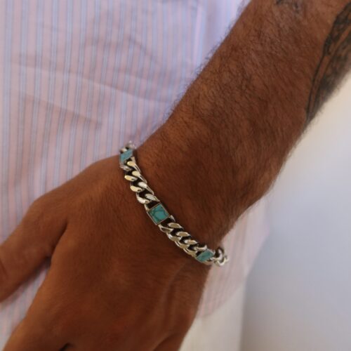 Bracciale Uomo Catena con Inserti Quadrati -  CAROLGI MAN