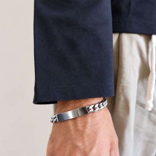 Bracciale Signet 10 Uomo con Targa in Acciaio -  CAROLGI MAN